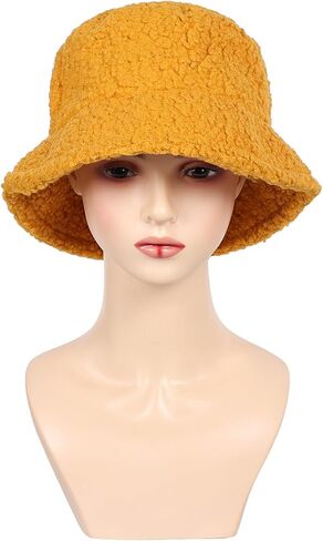 Women Cosplay Costume Yellow Bucket Hat Sherpa Fleece Halloween in Saudi Arabia