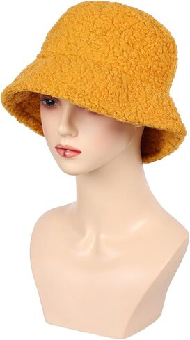 Women Cosplay Costume Yellow Bucket Hat Sherpa Fleece Halloween in Saudi Arabia