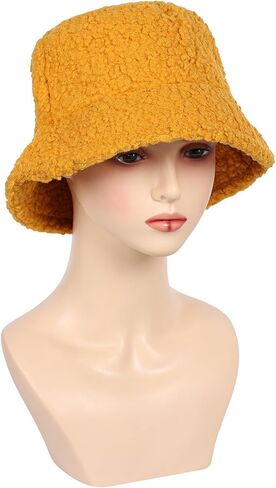 Women Cosplay Costume Yellow Bucket Hat Sherpa Fleece Halloween in Saudi Arabia