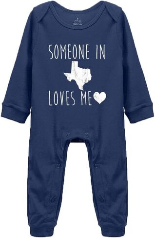 Someone in Texas Loves Me Super Cute Boys and Girls Universal Short Sleeve Bodysuits Navy in Saudi Arabia