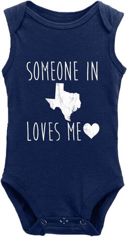 Someone in Texas Loves Me Super Cute Boys and Girls Universal Short Sleeve Bodysuits Navy in Saudi Arabia