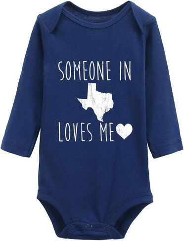 Someone in Texas Loves Me Super Cute Boys and Girls Universal Short Sleeve Bodysuits Navy in Saudi Arabia