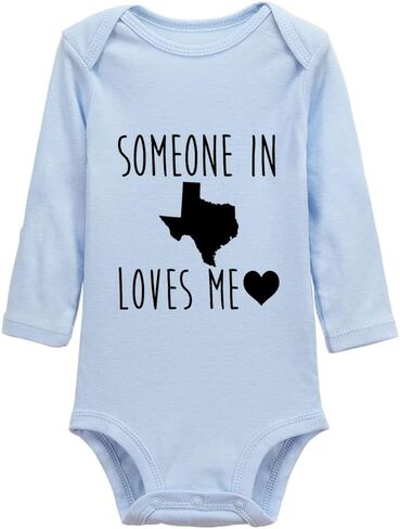 Someone in Texas Loves Me Super Cute Boys and Girls Universal Short Sleeve Bodysuits Navy in Saudi Arabia