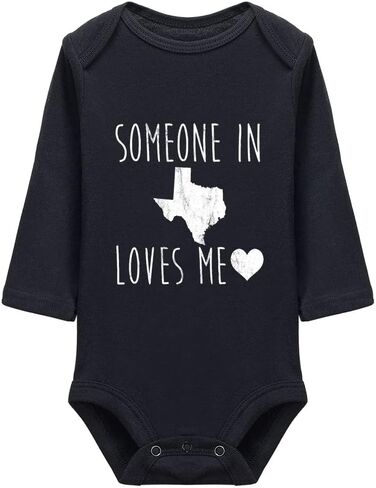 Someone in Texas Loves Me Super Cute Boys and Girls Universal Short Sleeve Bodysuits Navy in Saudi Arabia