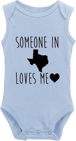Someone in Texas Loves Me Super Cute Boys and Girls Universal Short Sleeve Bodysuits Navy in Saudi Arabia