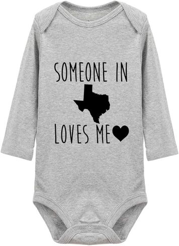 Someone in Texas Loves Me Super Cute Boys and Girls Universal Short Sleeve Bodysuits Navy in Saudi Arabia