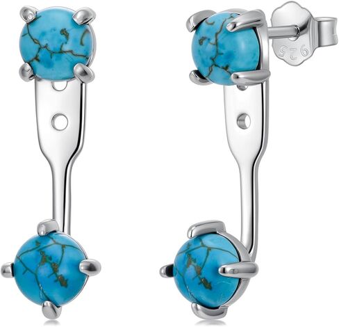 سترات حلق تركواز 925 من الفضة الاسترليني الفيروز الطبيعي أقراط مجوهرات غربية للنساء in Kuwait