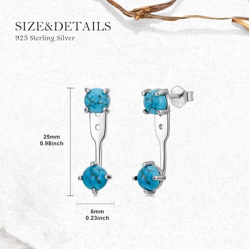 سترات حلق تركواز 925 من الفضة الاسترليني الفيروز الطبيعي أقراط مجوهرات غربية للنساء in Kuwait