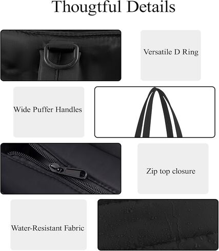Puffer Tote Bag for Women, Quilted Bow Tote Bag with Cup Holder & 15.6 In Laptop Compartment for Work, Travel, Gym, College in Saudi Arabia