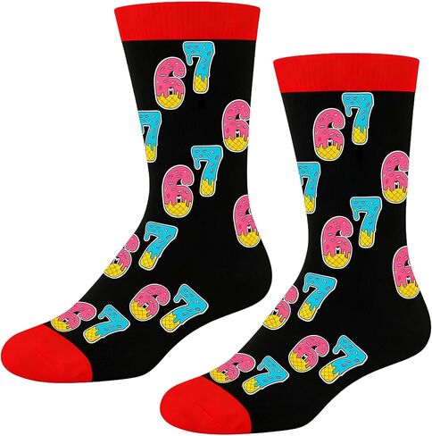 67 Socks,Six Seven Ice Cream Drip,Stocking Stuffers Gifts for Kids Teens Teen Girls Boys,Funny Number Socks Meme in Saudi Arabia