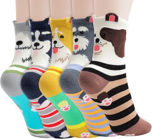 جوارب قطط نسائية مريحة من Stocking Stuffers - مطبوعات حيوانات لطيفة، هدايا عيد الميلاد المثالية للنساء، جوارب يومية ناعمة in Kuwait
