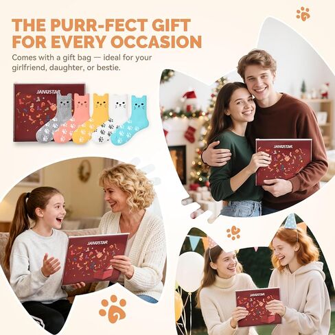 جوارب قطط نسائية مريحة من Stocking Stuffers - مطبوعات حيوانات لطيفة، هدايا عيد الميلاد المثالية للنساء، جوارب يومية ناعمة in Kuwait