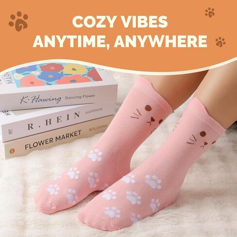 جوارب قطط نسائية مريحة من Stocking Stuffers - مطبوعات حيوانات لطيفة، هدايا عيد الميلاد المثالية للنساء، جوارب يومية ناعمة in Kuwait