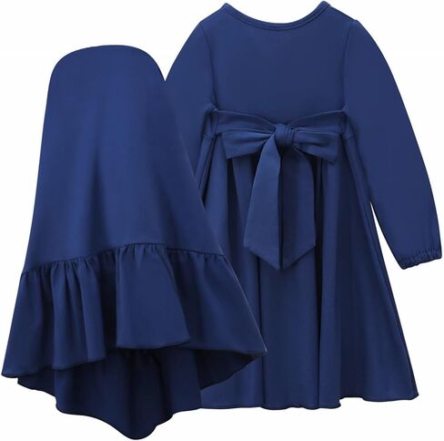Kids Girls Muslim Dress Ramadan Abaya Hijab Dress Toddler Baby Ruffle Smock A Line Skirt Kaftan Robe Ramadan Dubai Eid Outfit in Saudi Arabia