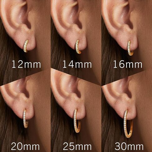 NEARLAND 14K أقراط مطلية بالذهب للنساء 14K أقراط مطلية بالذهب هيبوالرجينيك خفيفة الوزن حلق صغير للنساء مع مكعب دائري زركونيا هوجي هوب القرط للنساء 12/14/16/20/25/30 مم in Kuwait