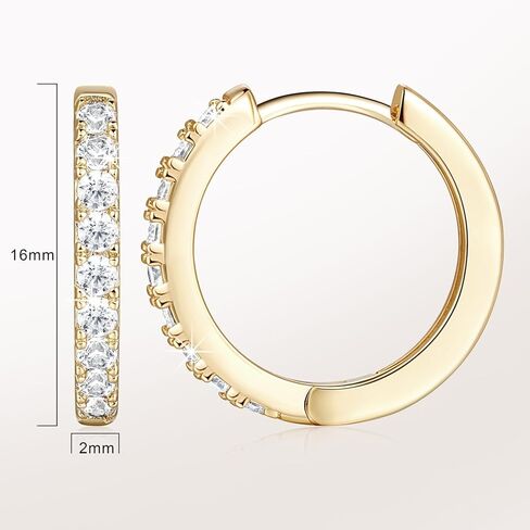 NEARLAND 14K أقراط مطلية بالذهب للنساء 14K أقراط مطلية بالذهب هيبوالرجينيك خفيفة الوزن حلق صغير للنساء مع مكعب دائري زركونيا هوجي هوب القرط للنساء 12/14/16/20/25/30 مم in Kuwait
