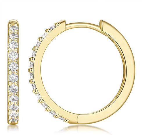 NEARLAND 14K أقراط مطلية بالذهب للنساء 14K أقراط مطلية بالذهب هيبوالرجينيك خفيفة الوزن حلق صغير للنساء مع مكعب دائري زركونيا هوجي هوب القرط للنساء 12/14/16/20/25/30 مم in Kuwait