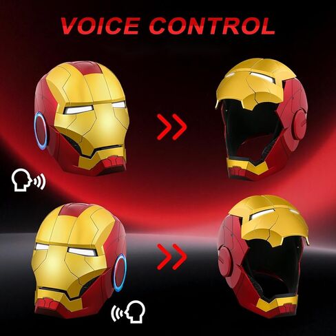 Red and Gold Motorized Iron helmet with eyes glow, touch control and Sound，Effects for Cosplay, Costume Party, Collectible Display cool stuff amazing hot toys for Adult gifts for age 12+years old in Saudi Arabia