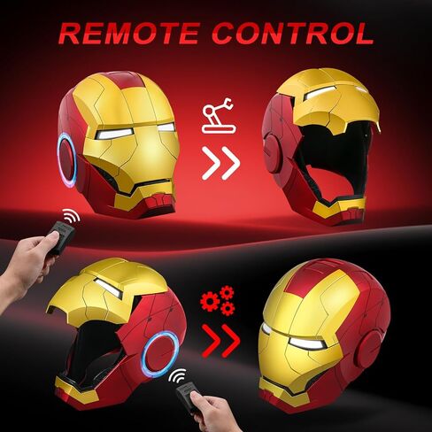 Red and Gold Motorized Iron helmet with eyes glow, touch control and Sound，Effects for Cosplay, Costume Party, Collectible Display cool stuff amazing hot toys for Adult gifts for age 12+years old in Saudi Arabia