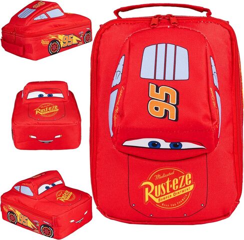 Disney Cars Lunch Bag for Kids Lightning McQueen Car Shaped Lunch Cooler Bag with Mesh Pocket Name Tag for School Snacks Travel Gifts for Kids in Saudi Arabia