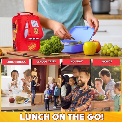 Disney Cars Lunch Bag for Kids Lightning McQueen Car Shaped Lunch Cooler Bag with Mesh Pocket Name Tag for School Snacks Travel Gifts for Kids in Saudi Arabia