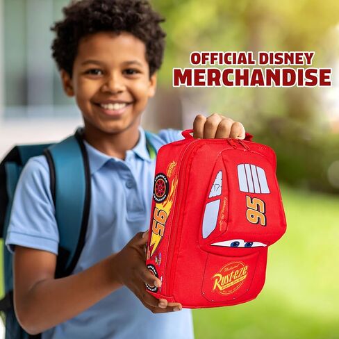 Disney Cars Lunch Bag for Kids Lightning McQueen Car Shaped Lunch Cooler Bag with Mesh Pocket Name Tag for School Snacks Travel Gifts for Kids in Saudi Arabia