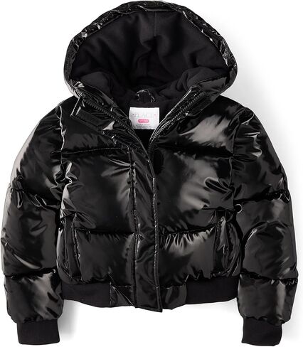 The Children's Place girls Water and Wind Resistant Hooded Zip Front Bomber Puffer Jacket in Saudi Arabia