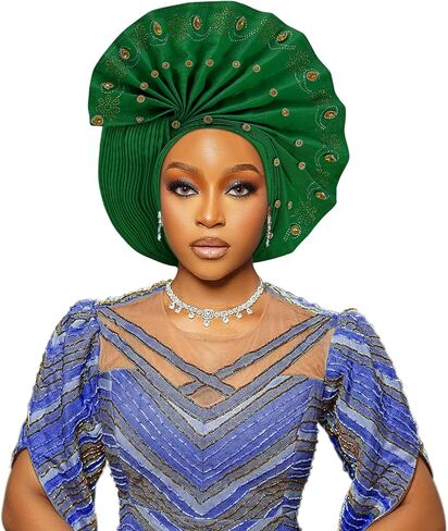 السيارات Gele الأفريقية رئيس التعادل من نيجيريا ASO Oke أغطية الرأس قبعة عمامة حفل زفاف اليدوية شعر أنيق ارتداء قبعة للنساء in Kuwait