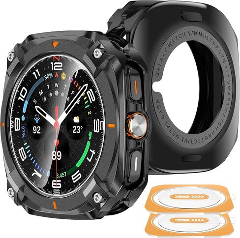 YMHML 3 Pack for Samsung Galaxy Watch 7 Ultra Screen Protector 47mm with Auto-alignment Easy Installation Kit Frame, Tempered Glass Waterproof HD Clear Film for Galaxy Watch 7 Ultra Accessories in Saudi Arabia