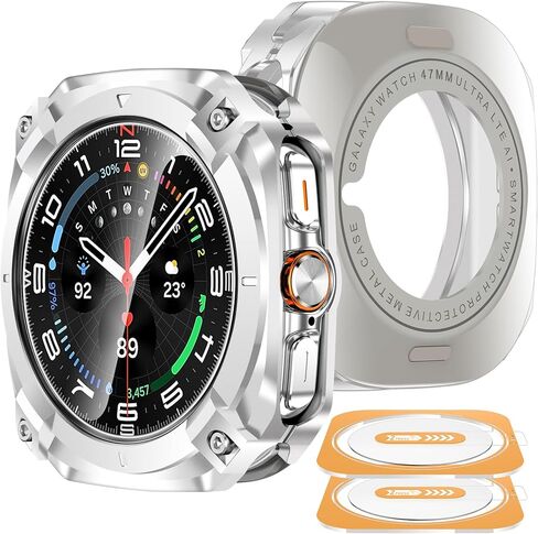 YMHML 3 Pack for Samsung Galaxy Watch 7 Ultra Screen Protector 47mm with Auto-alignment Easy Installation Kit Frame, Tempered Glass Waterproof HD Clear Film for Galaxy Watch 7 Ultra Accessories in Saudi Arabia