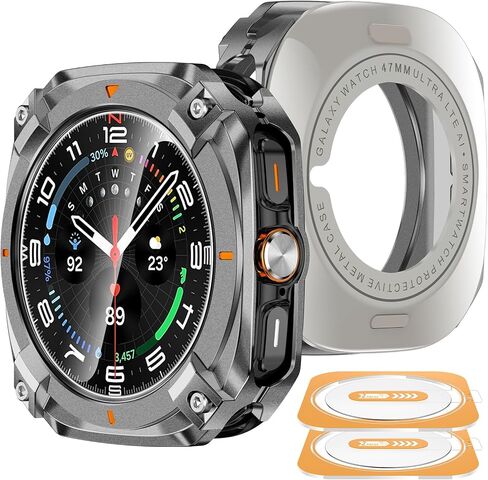 YMHML 3 Pack for Samsung Galaxy Watch 7 Ultra Screen Protector 47mm with Auto-alignment Easy Installation Kit Frame, Tempered Glass Waterproof HD Clear Film for Galaxy Watch 7 Ultra Accessories in Saudi Arabia