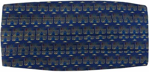 Jacob Alexander Men's Happy Hanukkah Menorah Candle Lights Star of David Cummerbund - Navy Blue in Saudi Arabia