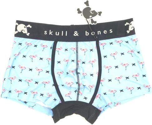 ملابس داخلية عصرية كلاسيكية على شكل جمجمة وعظام، طباعة فلامنغو زرقاء - SB02 in Kuwait