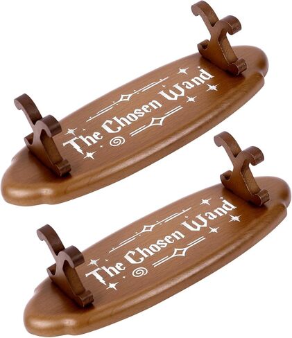 Wood Wand Stand Display - Magic Wand Holders with Foil Stamped Quotes - for Wizard Collection & Decoration, 5.4" L × 1.9" W × 1.4" H, 2-Pack, Cherry in Saudi Arabia