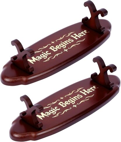 Wood Wand Stand Display - Magic Wand Holders with Foil Stamped Quotes - for Wizard Collection & Decoration, 5.4" L × 1.9" W × 1.4" H, 2-Pack, Cherry in Saudi Arabia