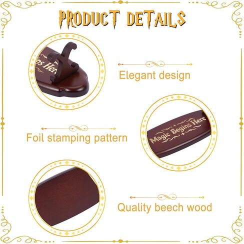 Wood Wand Stand Display - Magic Wand Holders with Foil Stamped Quotes - for Wizard Collection & Decoration, 5.4" L × 1.9" W × 1.4" H, 2-Pack, Cherry in Saudi Arabia