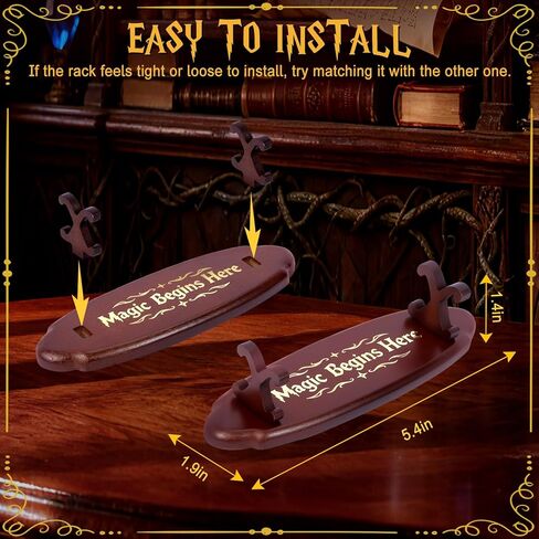 Wood Wand Stand Display - Magic Wand Holders with Foil Stamped Quotes - for Wizard Collection & Decoration, 5.4" L × 1.9" W × 1.4" H, 2-Pack, Cherry in Saudi Arabia