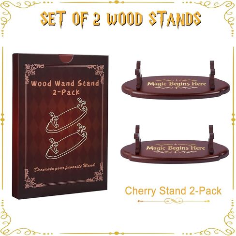 Wood Wand Stand Display - Magic Wand Holders with Foil Stamped Quotes - for Wizard Collection & Decoration, 5.4" L × 1.9" W × 1.4" H, 2-Pack, Cherry in Saudi Arabia