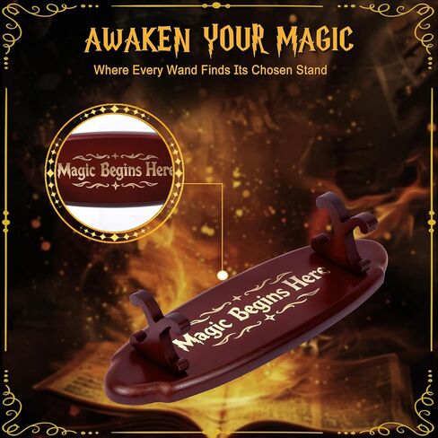 Wood Wand Stand Display - Magic Wand Holders with Foil Stamped Quotes - for Wizard Collection & Decoration, 5.4" L × 1.9" W × 1.4" H, 2-Pack, Cherry in Saudi Arabia