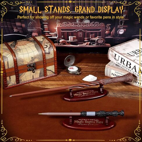 Wood Wand Stand Display - Magic Wand Holders with Foil Stamped Quotes - for Wizard Collection & Decoration, 5.4" L × 1.9" W × 1.4" H, 2-Pack, Cherry in Saudi Arabia