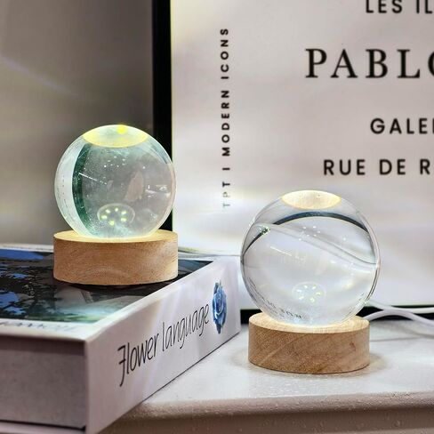 قاعدة عرض LED خشبية مكونة من قطعتين - حامل مضاء لفن الكريستال (قطر 2.5 بوصة) - ديكور المنزل/المكتب/الهدايا - ضوء أبيض in Kuwait