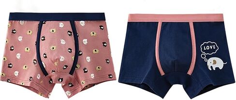 Boys Elephant Printe Underwear- Pack of 2 Soft Cartoon Colorful Boxer Shorts Briefs with Fun for Kids 3-13 Years Old in Saudi Arabia