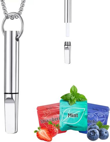 Breathe Necklace Breathing Necklace to Quit Smoking with Filter Breathe Free Necklaces for Anxiety Quit Vapingtools for Adult with 3 Flavor Swaps, Silver in Saudi Arabia