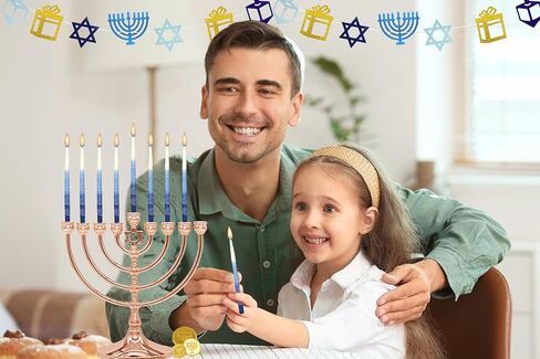 شموع هانوكا المدببة الفاخرة المزخرفة يدويًا من شركة Dreidel Company، 45 شمعة حانوكا، شمع عالي الجودة، وقت حرق لمدة ساعة واحدة in Saudi Arabia