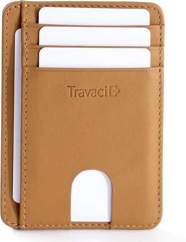 محفظة نحيفة من الجلد المحبب بالكامل للرجال والنساء - محفظة صغيرة صغيرة وحامل بطاقات جلدية - حامل بطاقات ائتمان بجيب أمامي رفيع - أسود in Kuwait