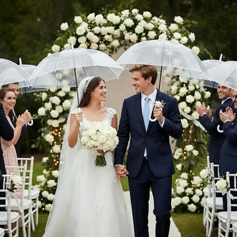 Clear Bubble Umbrella for Wedding & Daily Use, 61.8 Inch Large Dome Transparent Windproof Rainproof Stick Umbrella with J-Handle – Elegant Photo Prop and Oversized Coverage in Saudi Arabia