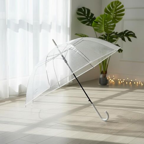 Clear Bubble Umbrella for Wedding & Daily Use, 61.8 Inch Large Dome Transparent Windproof Rainproof Stick Umbrella with J-Handle – Elegant Photo Prop and Oversized Coverage in Saudi Arabia