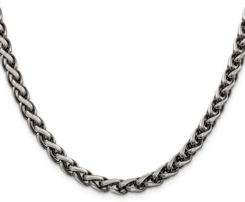 925 Sterling Silver Antiqued 6mm Round Spiga Chain Necklace in Saudi Arabia