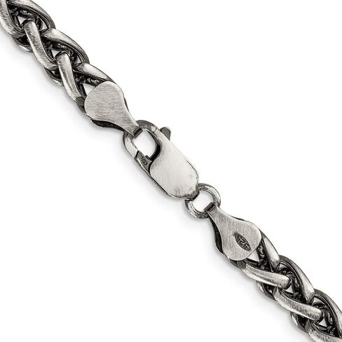 925 Sterling Silver Antiqued 6mm Round Spiga Chain Necklace in Saudi Arabia