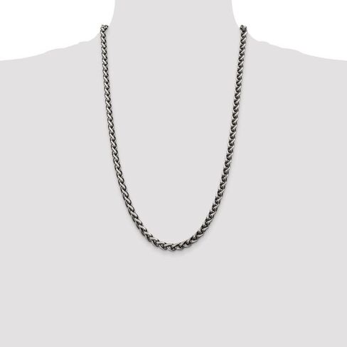 925 Sterling Silver Antiqued 6mm Round Spiga Chain Necklace in Saudi Arabia